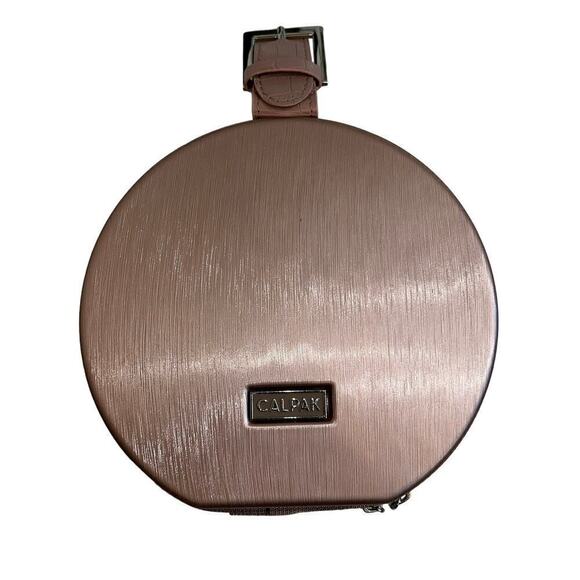Calpak Baye Mini Hatbox Hard Shell Cosmetic Toiletry Case Metallic Rose Gold 7” - Picture 2 of 8
